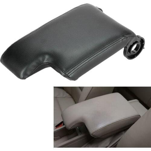 Black Armrest Center Console Lid Cover PU Leather Synthetic + Plastic Plate Fit For 99-04 BMW 3 Series E46