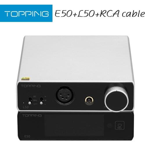 TOPPING E50 MQA Decoder + TOPPING L50 NFCA Headphone Amplifier + RCA Cable