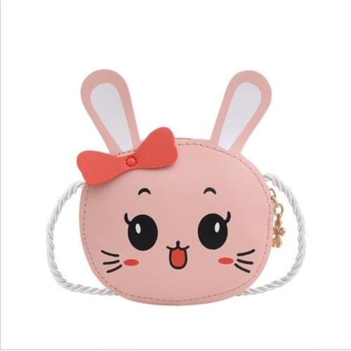 Kids Cute Mini Purses Shoulder Bag Cartoon Pack Leather Rabbit Printed Bowknot Square Pocket Zipper Messenger Bag
