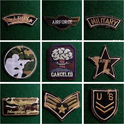 DIY Army Military Patches Embroidery Iron on USA Patch for Clothing Backpack Tactical Patches Army Badges Clothes Decor stripes