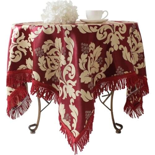 European high-end luxury fashion red gold idyllic square table Bubu arts round coffee table tablecloths tablecloth Roundtable
