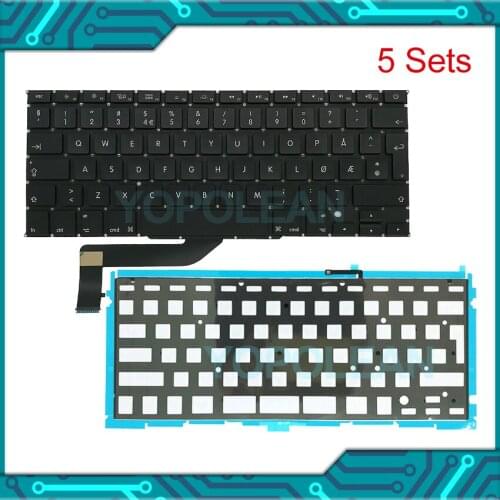 3Pcs/lot New A1398 Keyboard Norway Norwegian layout For Macbook Pro Retina 15" with Backlight 2012 2013 2014 2015