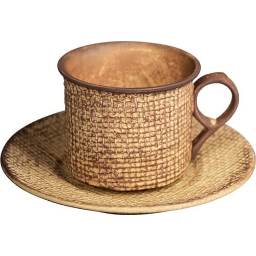 Espresso coffee cup with saucer set afternoon tea creative home latte coffee mug zen retro coffee mug with plate