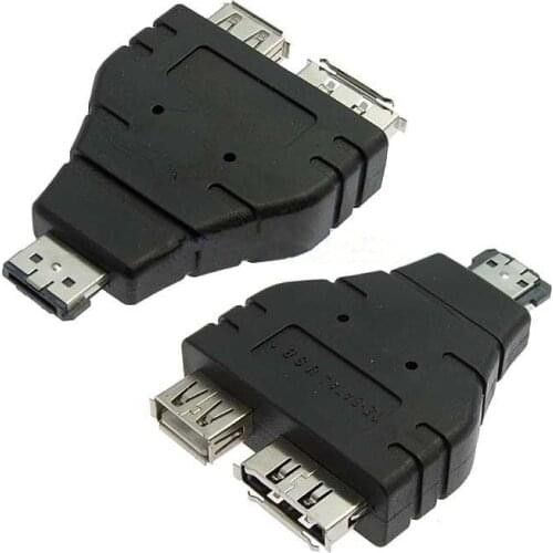 ESATAp (Power over eSATA) Male Combo to USB 2.0 A Female + eSATA Female Adapter