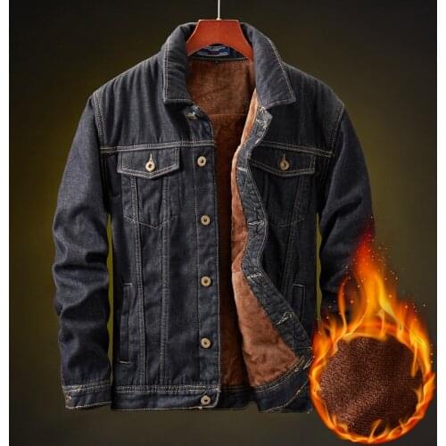 Winter New Mens Warm Denim Jacket Thickened Fleece Classic Black Slim Jeans Coats Fashion Casual Male Outwear Brand Clothing