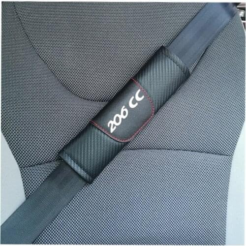 For Peugeot 206cc 2pcs Fashion Carbon Fiber Leather Car Seat Belt Cover Car Seat Belt Shoulder Pad Car Accessories