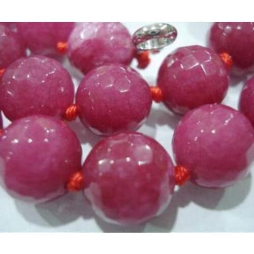 New Natural 10mm Faceted Ruby Round beads Gemstone Necklace 18"AAA
