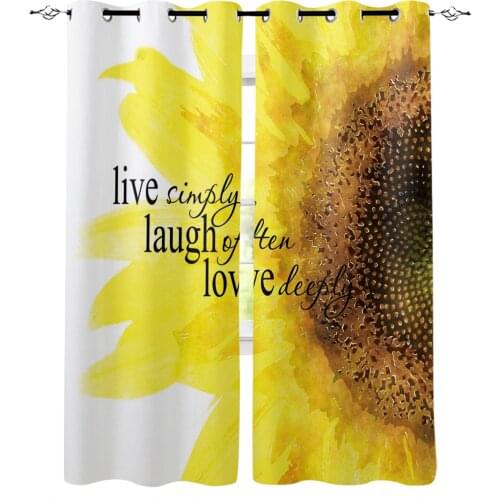 Sunflower Yellow White Blackout Curtains For Living Room Window Curtains For Bedroom Kitchen Curtains Drapes Blinds