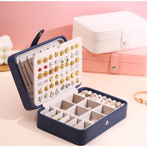 Portable Universal PU Leather Jewelry Boxes Women Travel Earrings Organizer Necklaces Rings Display Packaging Case Accessories
