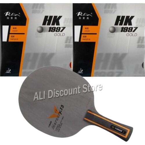 Pro Table Tennis PingPong Combo Racket Yinhe Mercury.13 Y-13 with 2x Palio HK1997 GOLD Shakehand long handle FL