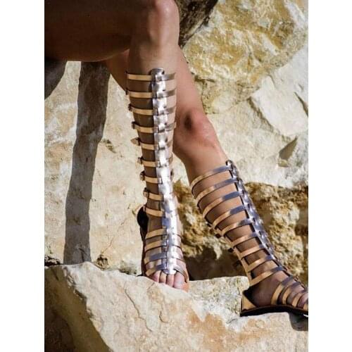 Strappy Sandals For Women Casual Comfy Flat Heel Open Toe Shoes Bohemian Ladies Street Wear Outside PU Sandals