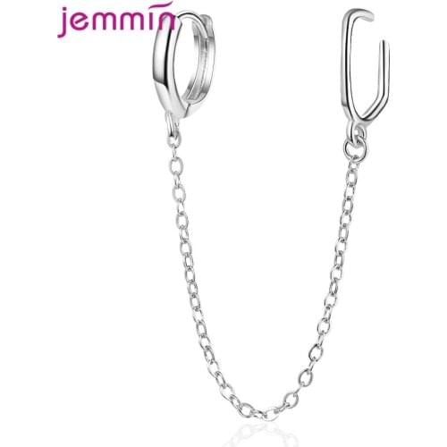 925 Sterling Silver Earrings for Women Girl Special Round Long Ear Line Chain Ear Fashion Huggies Earrings Jewelry Party Gifts