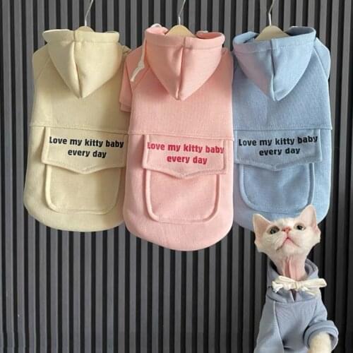 Sphinx Cat Clothes Kittens Hoodies With Pocket Cotton Clothing For Cats Pet Sweatshirt Puppy Sphynx Costume Autumn Spring Winter