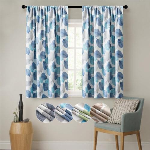 XUNTUO Modern Floral Blackout Short Curtain For Living Room Bedroom Window Curtain For Kitchen Blind Drape Finished 85% Shading