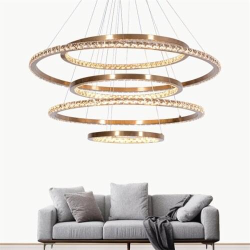 Modern Luxury Luster Ring Pendant Lights Restaurant Crystal Lamps Living Room Bedroom Villa Staircase Luminaires Led Bar Lamp