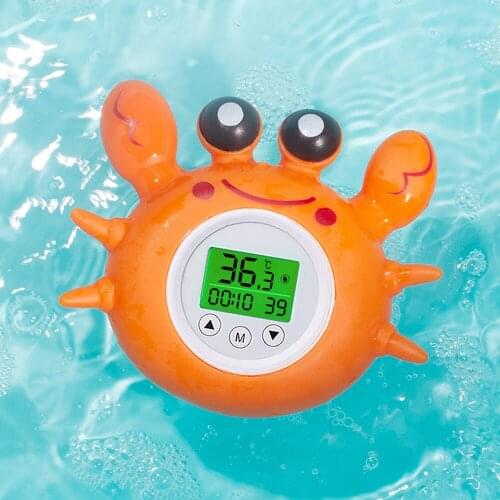 Bath Thermometer Tri-color Fahrenheit and Celsius Lovely Crab Shape Floating Bath Toy Bathtub Safety Temperature Thermometer