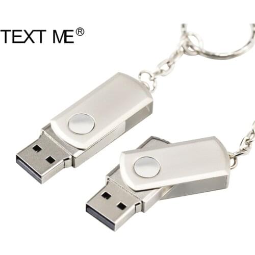 TEXT ME USB 2.0 metal pendrive4GB 8GB 16GB 32GB 64GB rotatable USB pen memory stick keychain