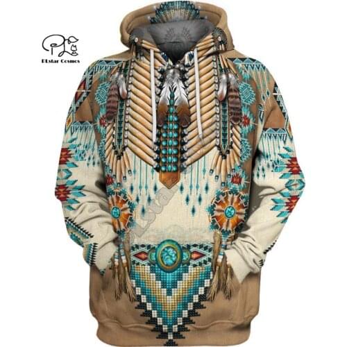 Black Native Indian 3D Hoodie Tee Men Women New Fashion Hooded Sweatshirt Long Sleeve Pullover Style-9