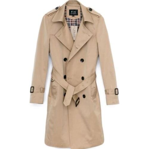 Mens trench coats spring autumn father wear man double breasted long coat men clothes slim fit overcoat long sleeve S - 9XL