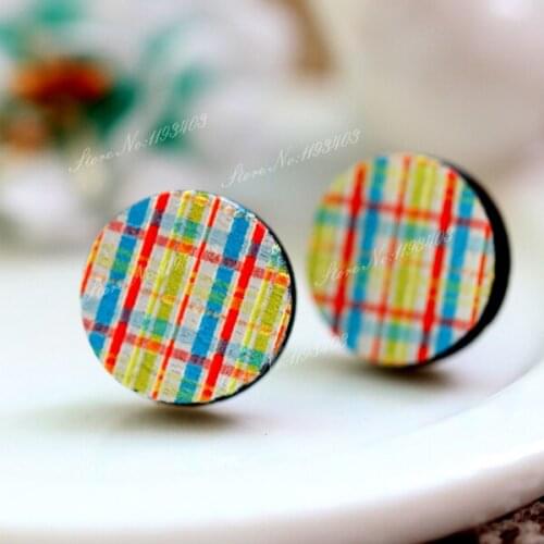 Unique 3D Geometry Embossed 16mm Round Coloured Drawing pattern Laser Cut wood Cabochon DIY for Rings, Earring,Brooch,Necklace