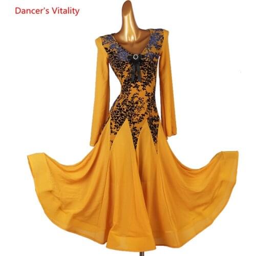 Modern Dance Velvet Dress Female Adult Child Fashion V-Neck Long Skirt Practice Clothes High-end Custom Performance Clothing