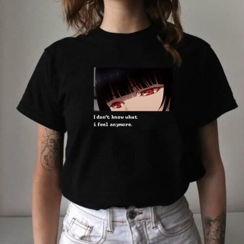 Japanese Anime Printed T Shirt Women Tumblr Vintage Fashion Aesthetic Graphic Tee Harajuku Style Top Tee