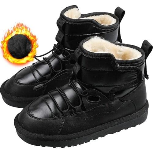 Women Warm Cotton Shoes Elastic Band Snow Boots Flats New Fashion Furry Plush Outdoor Skiing Ankle Leather Female Boots