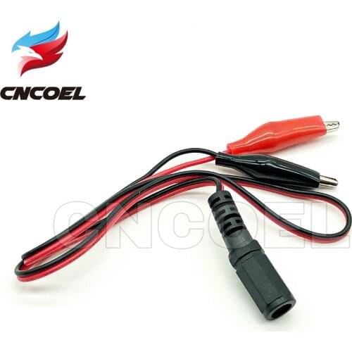 1 Pair Alligator Test Clips Clamp to DC Female Connector Power Supply Adapter Cable 50cm For Testing Probe