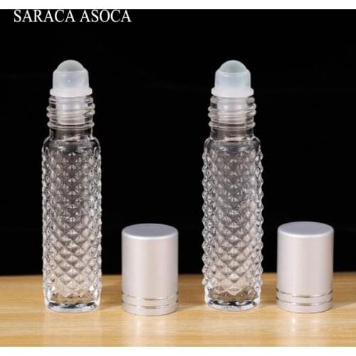 10ml Non-slip Roller Ball Glass Bottle Essential Oil Essence Sub-bottled Roll-ball Smearing Sample Empty Bottle 50Pcs/Lot