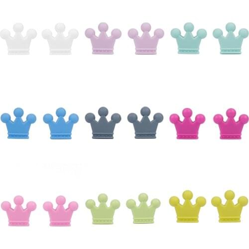 10Pcs/Lot Baby Teether Toys Crown Silicone Beads Food Grade Silicone DIY Pacifier Chain Pendant Accessories Wholesale