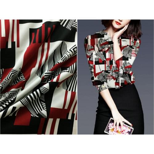 140cm wide 19mm 97% mulberry silk & 3% spandex wine red print stretch white silk satin fabric for dress shirt clothes cheongsam