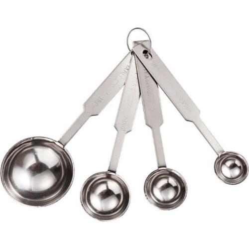 4pcs/set Stainless Steel Measuring Spoons Useful Tea Coffee Measure Cooking Scoops Kitchen Tools