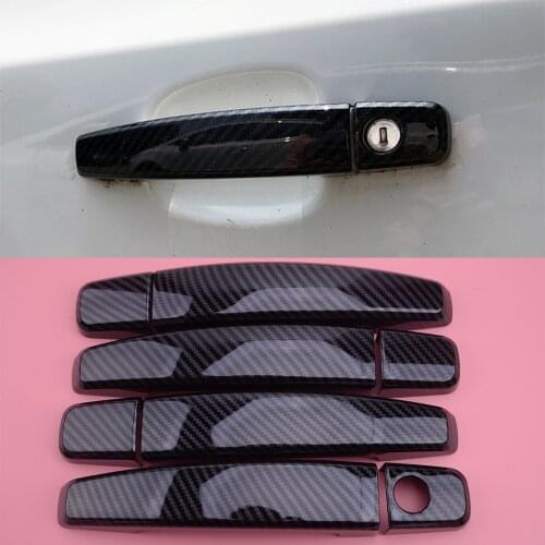 4pcs Carbon Fiber Style Black Door Handle Cover Trim Fit for Chevy Cruze Camaro Sonic