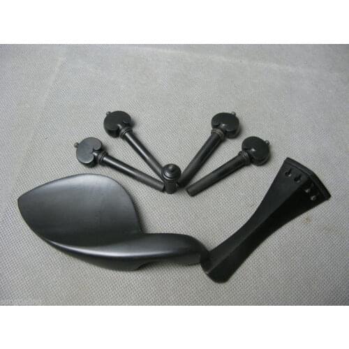 5 set of hill style ebony wood viola parts, chinrest, tailpiece , endpin, pegs