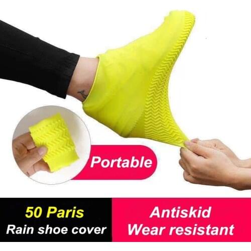 50Pair/Lot Outdoor Reusable Latex Waterproof Rain Shoes Covers Slip-resistant Rubber Rain Boot Overshoes S/M/L Shoes Accessories