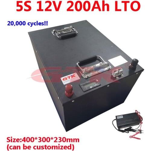 LTO 12V 200Ah battery pack bluetooth BMS 5S Lithium titanate gtk battery for 1200W Solar energy storage caravan+ 20A Charger