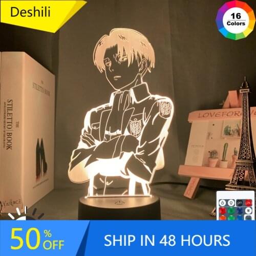 Acrylic Table Lamp Anime Attack on Titan for Home Room Decor Light Cool Kid Child Gift Captain Levi Ackerman Figure Night Light