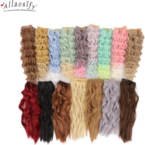 Allaosify Curly Synthetic Gradient Color 25cm*100cm BJD DIY Doll Wigs