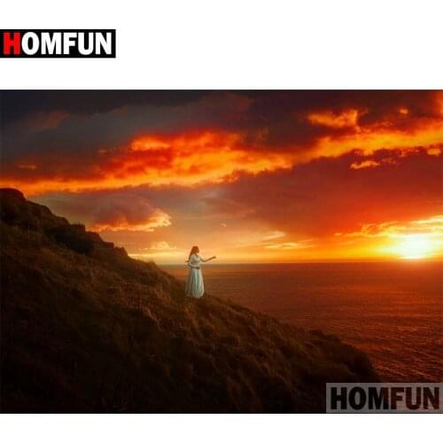 HOMFUN Full Square/Round Drill 5D DIY Diamond Painting "Character dusk sea" 3D Embroidery Cross Stitch 5D Home Decor Gift A17362