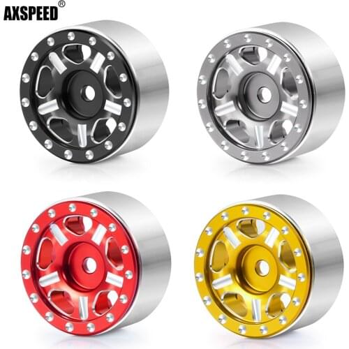 AXSPEED 4Pcs Metal Beadlock Wheel Rims for 1/24 RC Crawler Car Axial SCX24 90081 AXI00001 AXI00002 Upgrade Parts