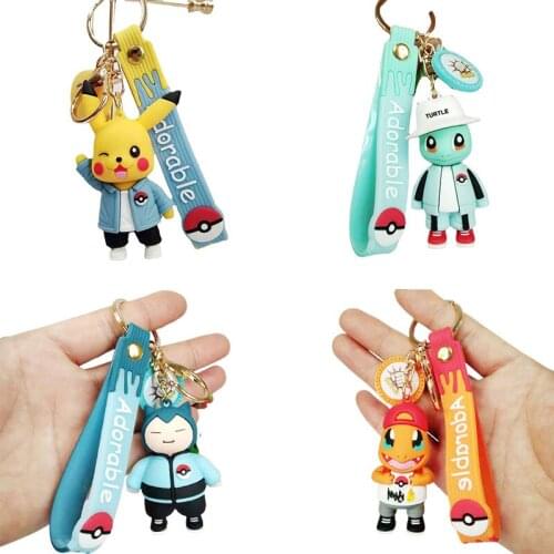 Pokemon Pikachu Anime Cartoon Figure Keychain Ring PVC Cartoon Animal Anime Figure Model Gift Pendant Decoration Car Key Chain