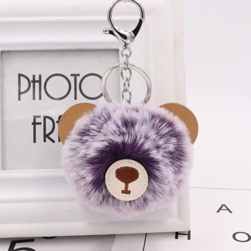 Bear hair ballDelicate Cute Novelty Car Keychain Jewelry Bag Accessories Charm Leather Bear Key Ring Holder Keyfob Jewelry