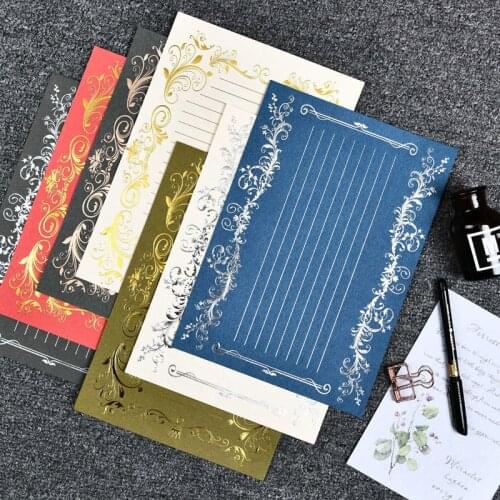 30pceuropean retro aesthetic bronzing letter paper romantic pattern border Letter paper expressing love paper for letter writing