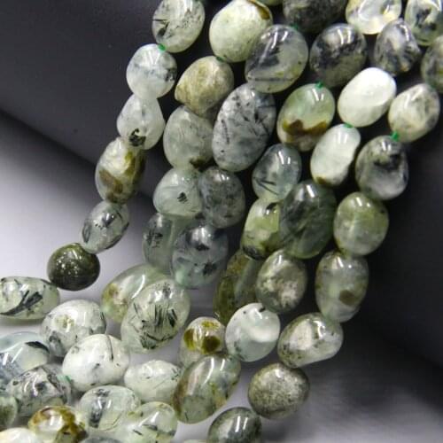 Freeform Straight Hole Natural Prehnites Green Crystal Stone pebble loose Beads For Jewelry Making DIY Bracelet Necklace earring