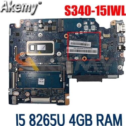 For Lenovo S340-15IWL S340-14IWL laptop motherboard EL5C3 / EL531 / EL431 LA-H101P has CPU I5 8265U 4GB RAM tested OK Mainboard