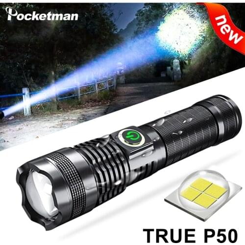 New XHP50 800000 Lumens Flashlight Built-in Battery Led Torch USB Light Charging 5 Modes Zoomable Flashlight With Power Display