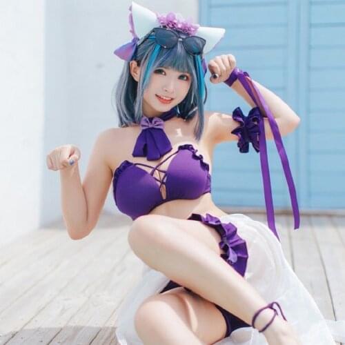 Custom size/made Cheshire AL Cosplays Azur Lane Cheshire Swimsuit Cosplay Costume Cheshire Sexy lingeries Swimwear