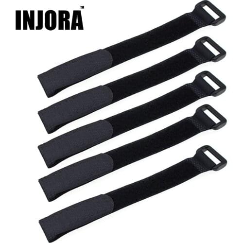 INJORA 5Pcs Black Durable Antiskid Cable Tie Down Straps for RC Car Battery RC Crawler Tool 2*20cm/2*30cm