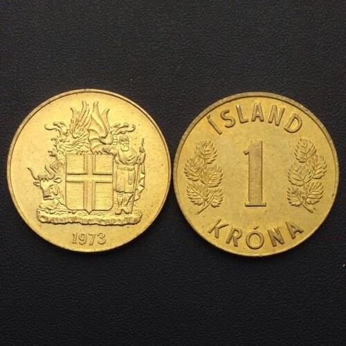 Iceland Coin 1 Kronor 100% Real Genuine Original Coin Comemorative Coin Collection Rare Unc