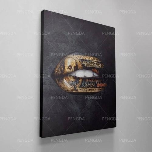 Dollar Printed Painting Wall Art Cash Poster American Money Modular Canvas Bill Home Decoration Lip Pictures Living Room Frame